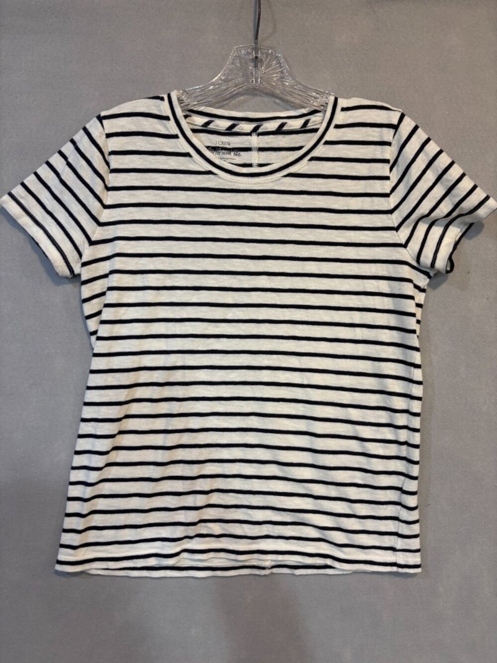 J.Crew Girlfriend Tee Striped Navy Ivory 100% Cotton Size S